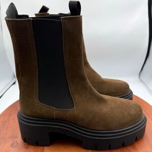 Steve Madden Wisteria Platform Lug Chelsea Boot Brown Suede Women Size 10 Grunge
